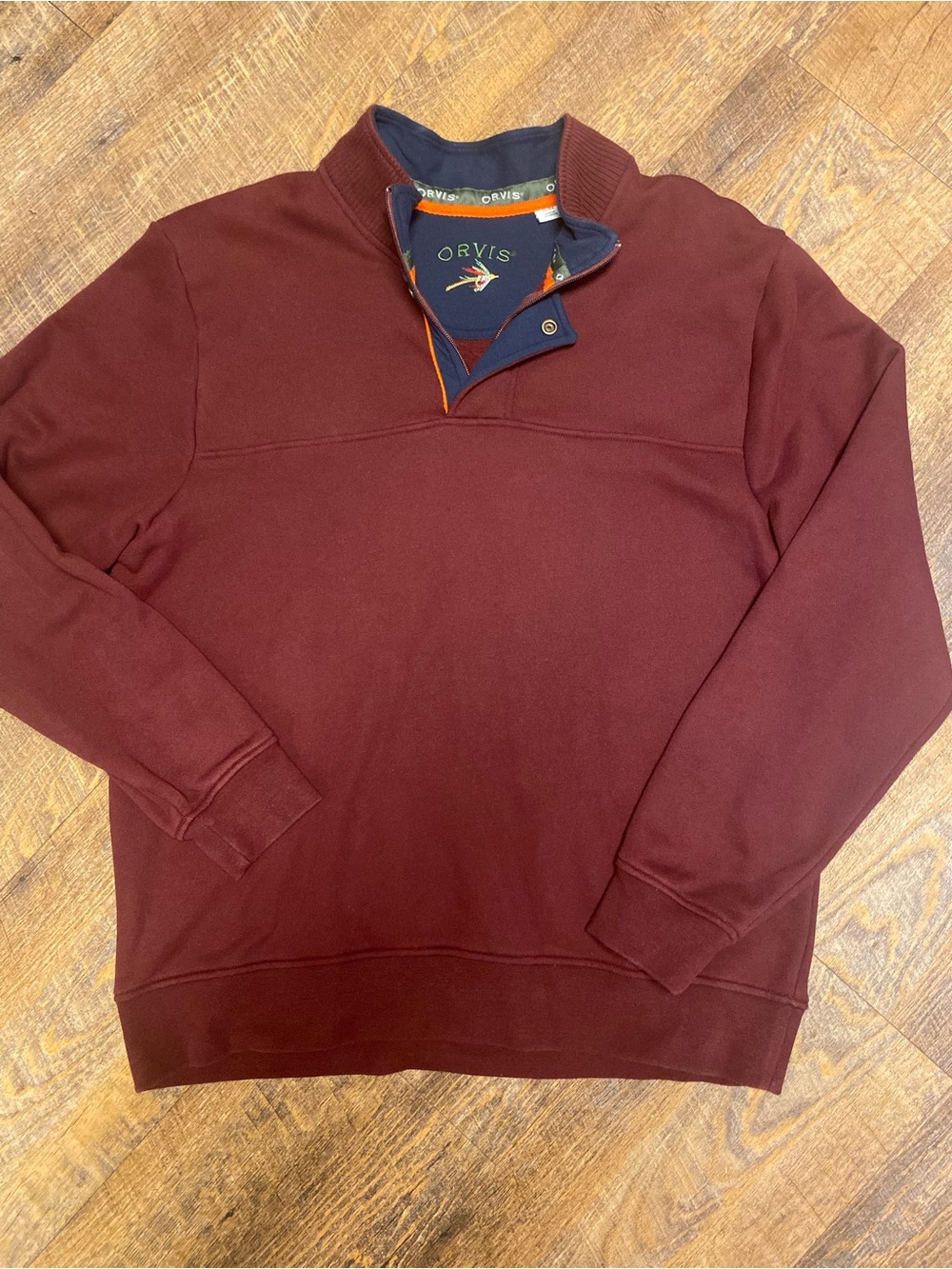 Orvis Men’s XL Signature Mock Neck 1/4-Snap Fleece Pullover Maroon Fall